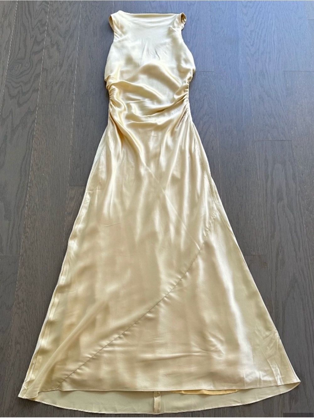 Reformation Satin Maxi Dress in Pale Yellow - Picture 3 of 5